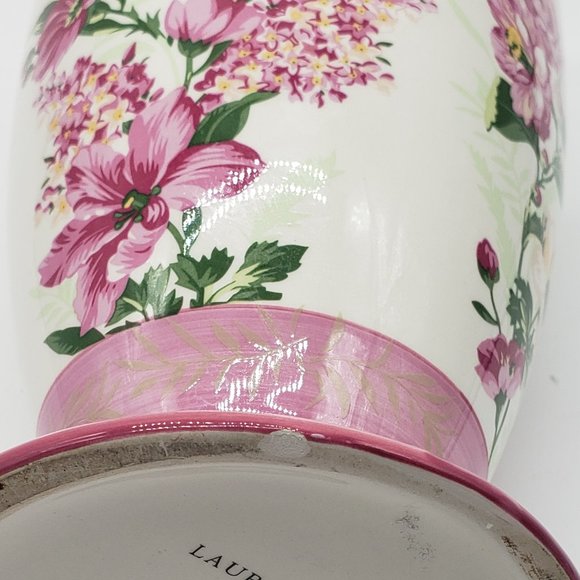 Laura Ashley Home Vintage FTD Ceramic Pink Florals & Greenery Fluted Vase - Picture 10 of 10